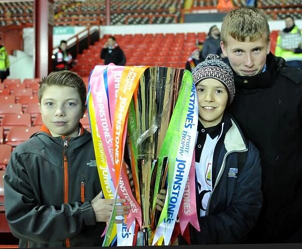 Bristol City Fans with the Johnstones Paint Trophy before South Area Final against Gillingham (29 January 2015)