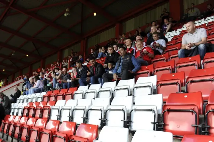 Framed Print : Bristol City Fans Kick Off League One Season at Bramal Lane Framed Print : Bristol City Fans Kick Off League One Season at Bramal Lane