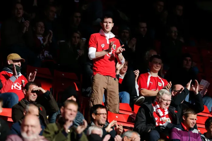 Framed Print : Bristol City Fans at Oakwell Stadium during Barnsley vs. Bristol City Match, October 2014 Framed Print : Bristol City Fans at Oakwell Stadium during Barnsley vs. Bristol City Match, October 2014