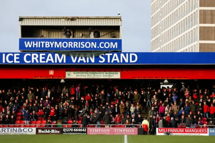Framed Print : Bristol City Fans Pack the Away Stand Before Crewe Alexandra vs. Bristol City (2014)