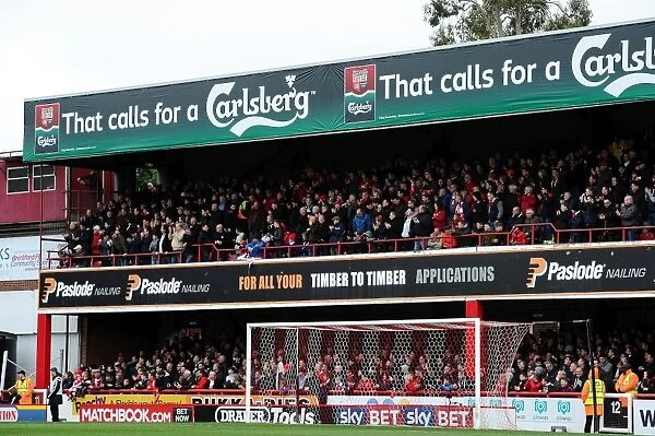 Bristol City Fans Passionate Support at Brentford's Griffin Park, Sky Bet Championship (16 / 04 / 2016)