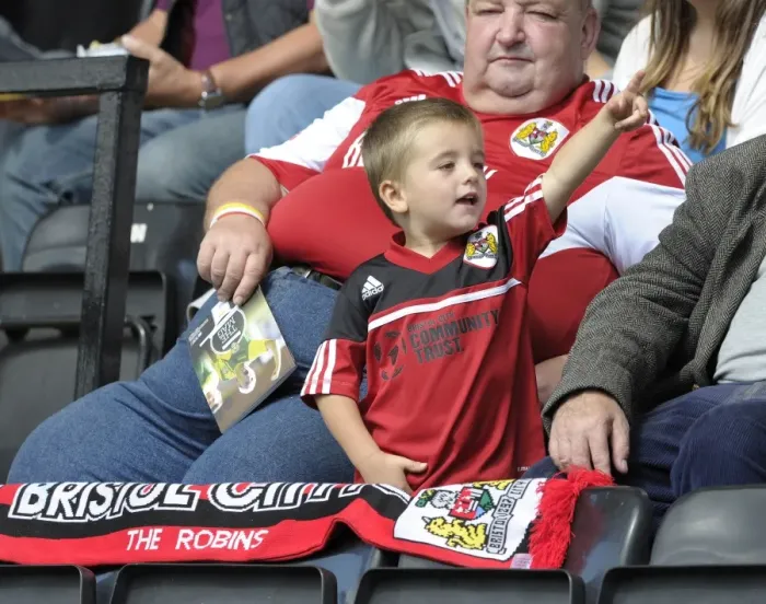 Framed Print : Bristol City Fan's Passionate Support at Notts County vs. Bristol City, Sky Bet League One (August 2014)