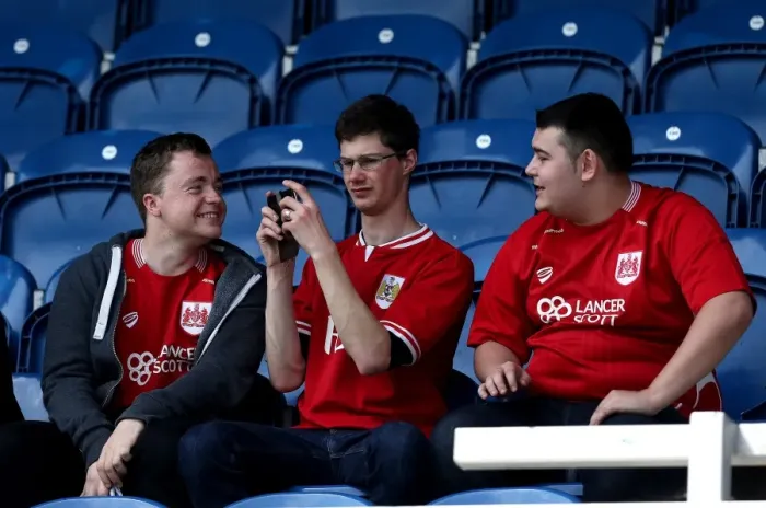 Framed Print : Bristol City Fans Passionate Support at QPR vs. Bristol City, Sky Bet Championship (07.05.2016)