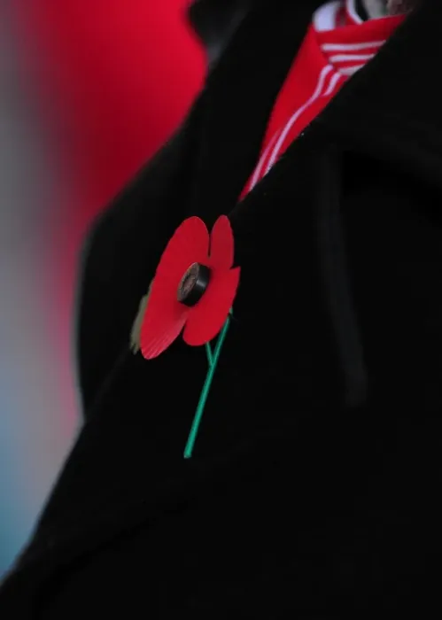 Framed Print : Bristol City Fans Pay Tribute with Poppies on Remembrance Day at Ashton Gate Stadium