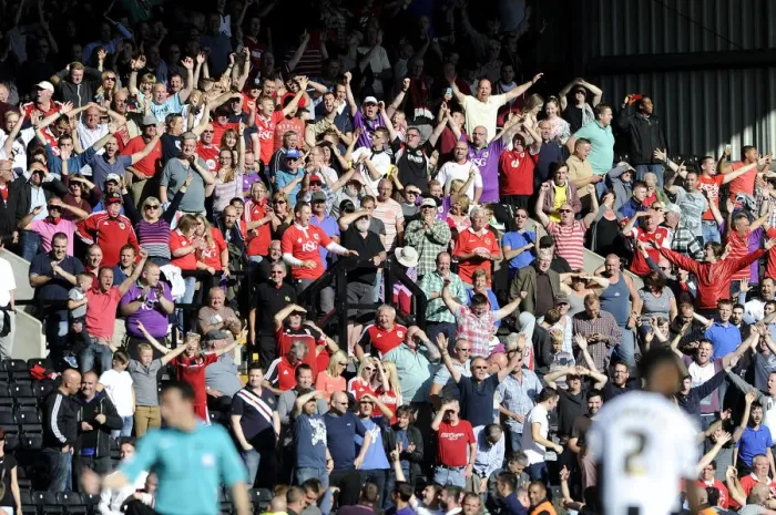 Framed Print : Bristol City fans - Photo mandatory by-line: Dougie Allward / JMP - 31 / 08 / 2014 - SPORT - FOOTBALL - Nottingham - Meadow Framed Print : Bristol City fans - Photo mandatory by-line: Dougie Allward / JMP - 31 / 08 / 2014 - SPORT - FOOTBALL - Nottingham - Meadow