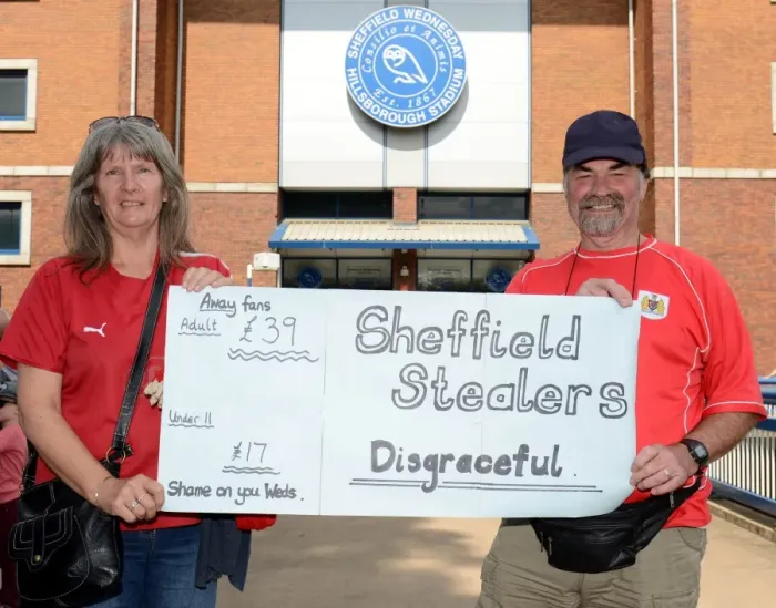 Framed Print : Bristol City Fans Protest Sky Bet Championship Ticket Prices at Sheffield Wednesday Match Framed Print : Bristol City Fans Protest Sky Bet Championship Ticket Prices at Sheffield Wednesday Match