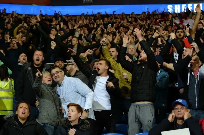 Framed Print : Bristol City Fans Rally at Cardiff City Stadium
