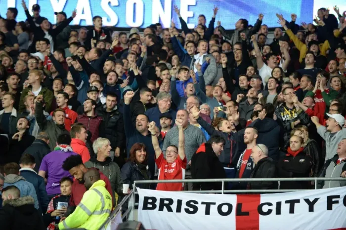 Framed Print : Bristol City Fans Rally at Cardiff City Stadium during Sky Bet Championship Match Framed Print : Bristol City Fans Rally at Cardiff City Stadium during Sky Bet Championship Match