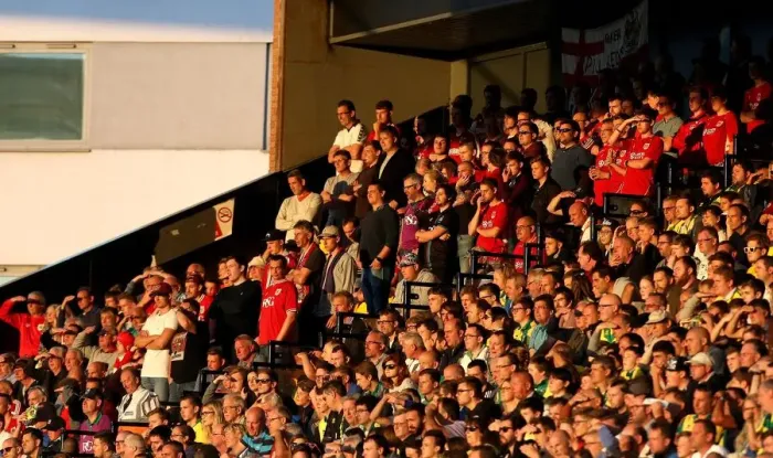 Framed Print : Bristol City Fans Rally at Carrow Road during Norwich City vs. Bristol City Championship Match, August 2016