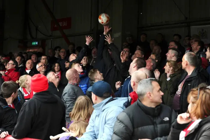 Framed Print : Bristol City Fans Rally at Griffin Park during Brentford vs. Bristol City Championship Match, 16 / 04 / 2016
