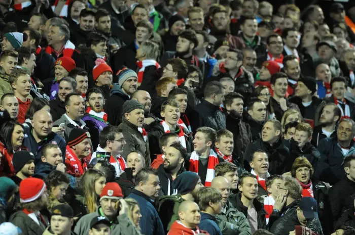 Framed Print : Bristol City Fans Rally at Huish Park during Yeovil Town vs. Bristol City, Sky Bet League One Match, 10 March 2015