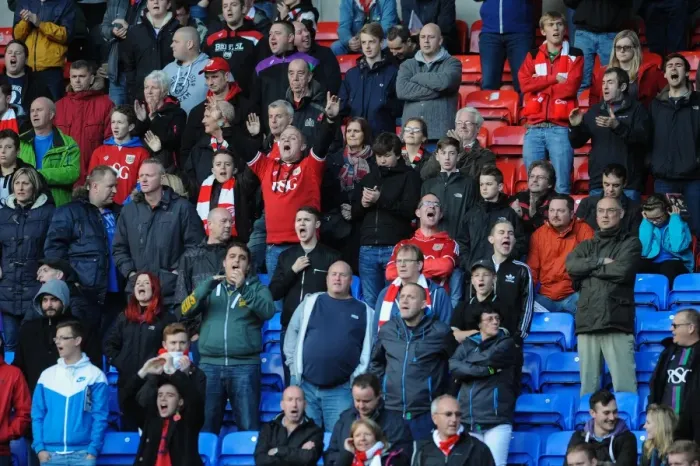 Framed Print : Bristol City Fans Rally at Macron Stadium during Sky Bet Championship Match vs. Bolton Wanderers (November 7, 2015) Framed Print : Bristol City Fans Rally at Macron Stadium during Sky Bet Championship Match vs. Bolton Wanderers (November 7, 2015)