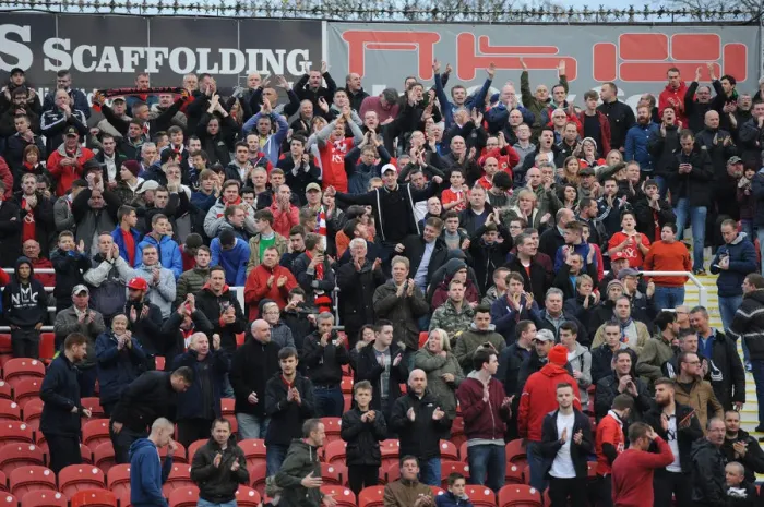 Framed Print : Bristol City Fans Rally at Swindon Town's County Ground, November 2014 Framed Print : Bristol City Fans Rally at Swindon Town's County Ground, November 2014