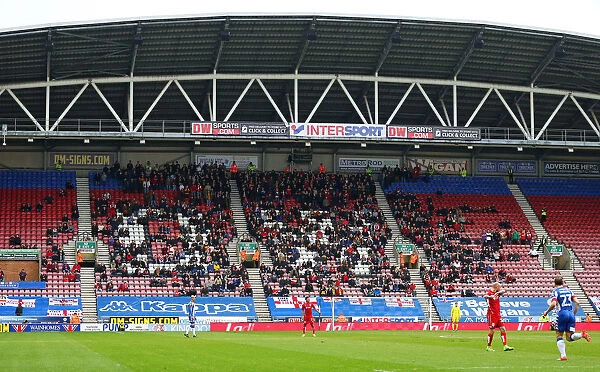 Bristol City Fans Rally at Wigan Athletic's DW Stadium during Sky Bet Championship Match