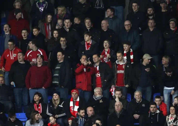 Framed Print : Bristol City Fans at Reading's Madejski Stadium, 2016 - Sky Bet Championship Match Framed Print : Bristol City Fans at Reading's Madejski Stadium, 2016 - Sky Bet Championship Match