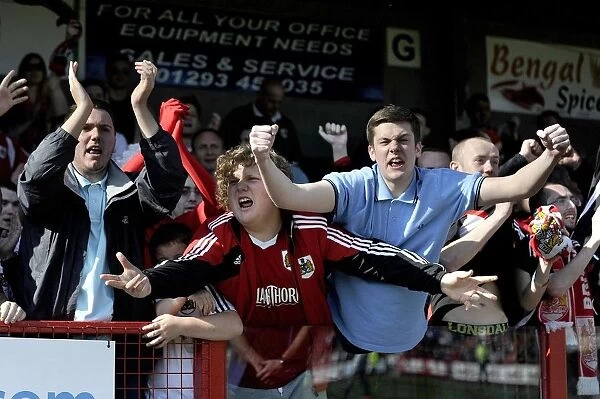 Bristol City Fans Rejoice in Promotion and Rival's Relegation at Crawley Town Match, May 2014