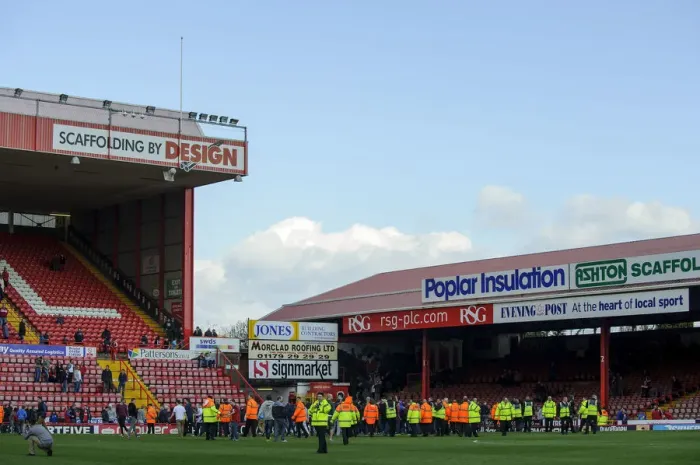 Framed Print : Bristol City Fans Rush the Field in Distress After 3-1 Defeat to Huddersfield Town Framed Print : Bristol City Fans Rush the Field in Distress After 3-1 Defeat to Huddersfield Town