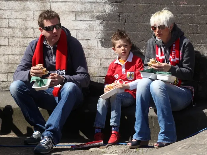 Framed Print : Bristol City Fans Savor Pre-Match Bites at Ashton Gate, 2015 Framed Print : Bristol City Fans Savor Pre-Match Bites at Ashton Gate, 2015