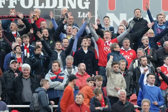 Framed Print : Bristol City Fans at Swindon Town's County Ground, 15 November 2014