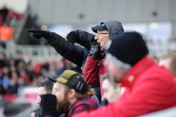 Bristol City Fans in Full Swing: Cheering on Their Team against Cardiff City, March 2016