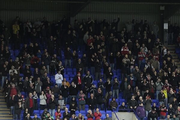 Bristol City Fans in Full Swing at Tranmere vs. Bristol City, League One Match, November 2013