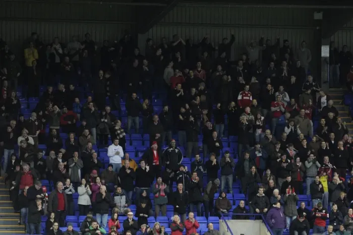 Framed Print : Bristol City Fans in Full Swing at Tranmere vs. Bristol City, League One Match, November 2013 Framed Print : Bristol City Fans in Full Swing at Tranmere vs. Bristol City, League One Match, November 2013