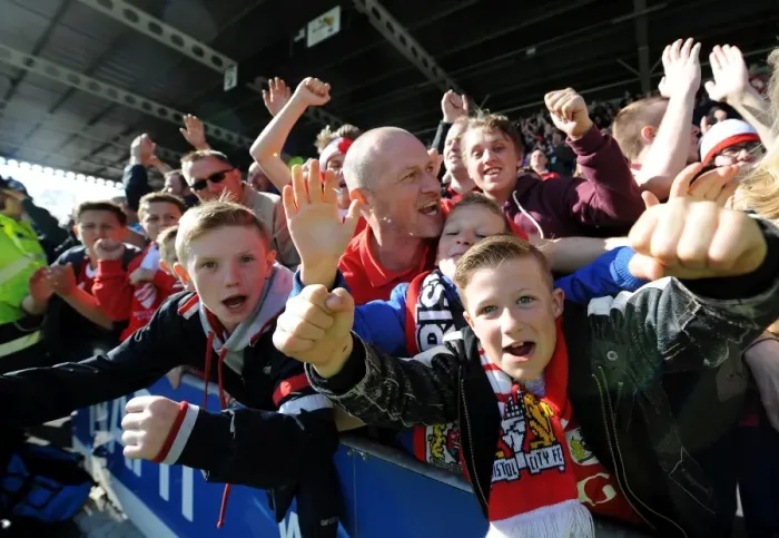 Framed Print : Bristol City Fans Thrilling Away Day at Proact Stadium (April 2015) Framed Print : Bristol City Fans Thrilling Away Day at Proact Stadium (April 2015)