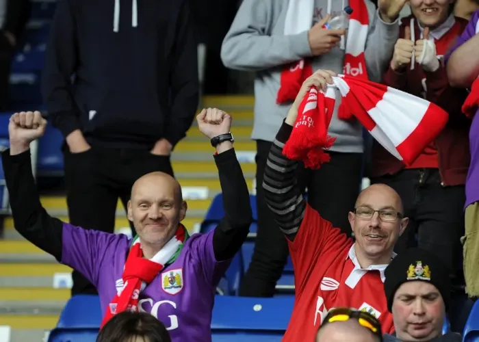 Framed Print : Bristol City Fans Thrilling Exuberance at Chesterfield's Proact Stadium during Sky Bet League One Match (April 2015) Framed Print : Bristol City Fans Thrilling Exuberance at Chesterfield's Proact Stadium during Sky Bet League One Match (April 2015)