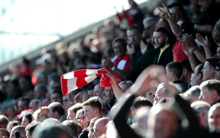 Framed Print : Bristol City Fans Triumphant Celebration at Chesterfield's Proact Stadium during Sky Bet League One Match, 2015 Framed Print : Bristol City Fans Triumphant Celebration at Chesterfield's Proact Stadium during Sky Bet League One Match, 2015