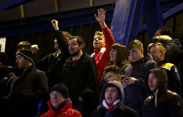 Bristol City Fans Triumphant Cheers at Ipswich Town's Portman Road during Sky Bet Championship Match, December 2016