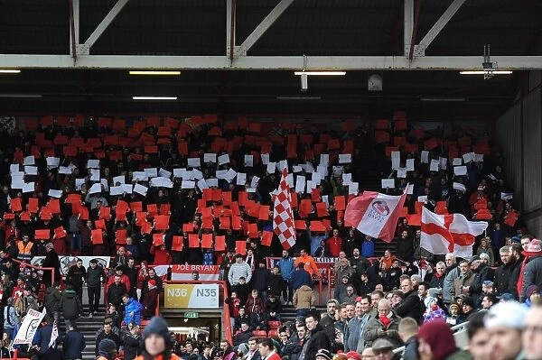 Bristol City Fans Unite: Red and White Card Protest Against Blackburn Rovers, Sky Bet Championship (December 2015)