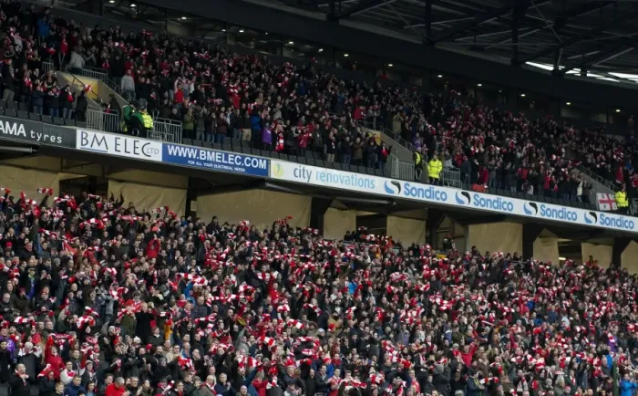 Framed Print : Bristol City Fans United: A Sea of Scarves at MK Dons Match, February 2015