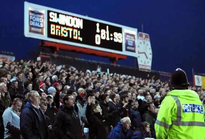 Framed Print : Bristol City Fans Unwavering: Singing On After Going Down 1-0 Against Swindon Town