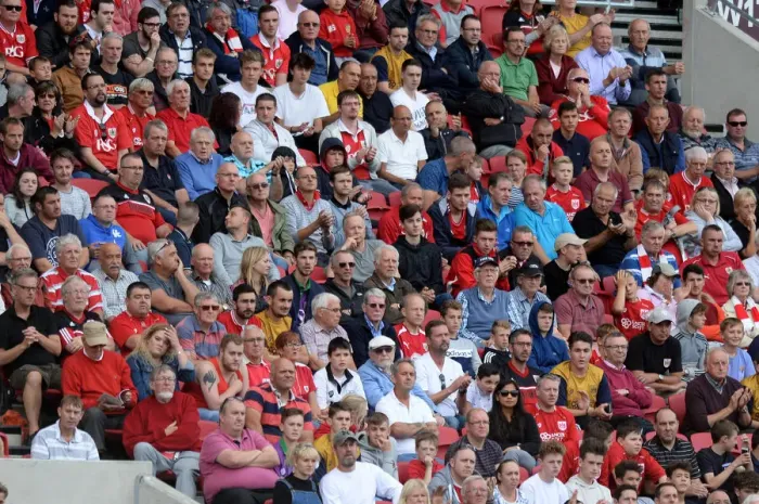 Framed Print : Bristol City Fans Watch Intently as Derby County Match Unfolds at Ashton Gate Stadium Framed Print : Bristol City Fans Watch Intently as Derby County Match Unfolds at Ashton Gate Stadium