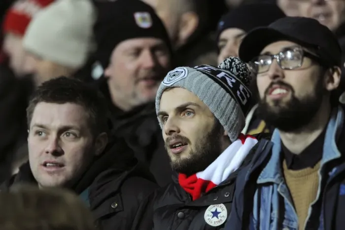 Framed Print : Bristol City Fans Watch Intently at The Hawthorns During FA Cup Third Round Match Against West Brom Framed Print : Bristol City Fans Watch Intently at The Hawthorns During FA Cup Third Round Match Against West Brom