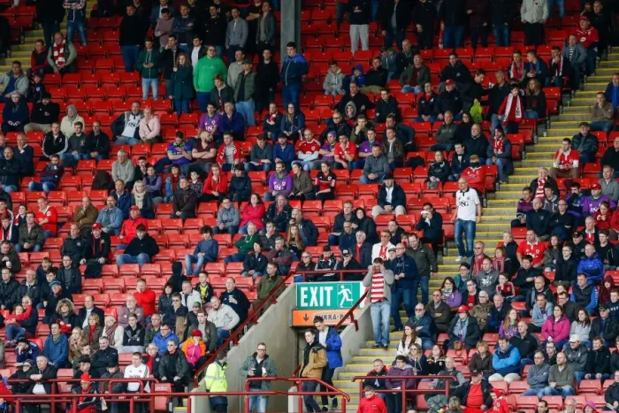 Framed Print : Bristol City Fans Watch Tense Match at Barnsley's Oakwell Stadium, 2014 Framed Print : Bristol City Fans Watch Tense Match at Barnsley's Oakwell Stadium, 2014