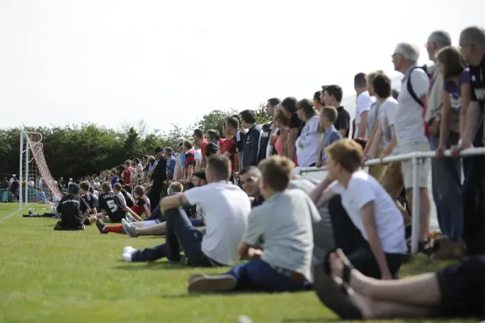 Framed Print : Bristol City Fans Watching Pre-Season Match against Portishead Town, July 2014