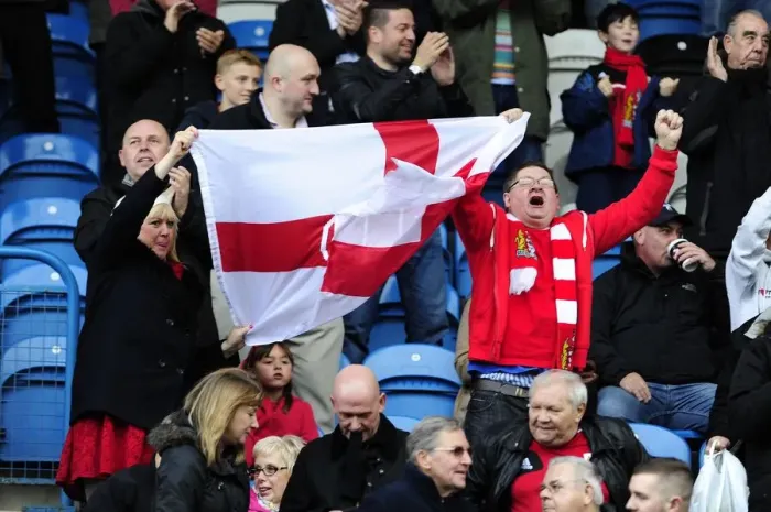 Framed Print : Bristol City Fans Wave City Flag at Carlisle United Match, October 2013 Framed Print : Bristol City Fans Wave City Flag at Carlisle United Match, October 2013