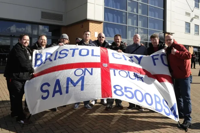 Framed Print : Bristol City Fans Wave Flag at Colchester United Match, Sky Bet League One, 2014