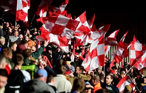 Bristol City Fans Wave Flags at Ashton Gate During Match Against Cardiff City, Sky Bet Championship (14 / 01 / 2017)