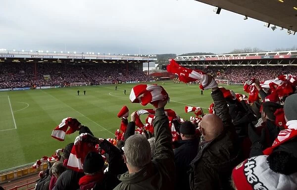 Bristol City Fans Wave Scarves During FA Cup Match Against West Ham United, 2015