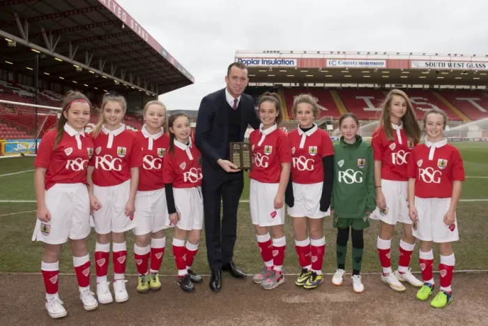 Framed Print : Bristol City FC: Aaron Wilbraham Honors Kids Cup to Young Fans vs Fleetwood Town (January 2015)