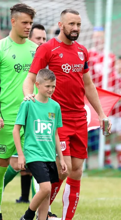 Framed Print : Bristol City FC: Aaron Wilbraham and Mascot Lead Team Out in Preseason Friendly Against Hengrove Athletic
