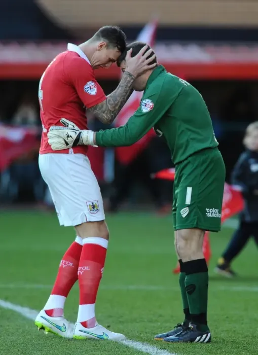 Framed Print : Bristol City FC: Aden Flint and Frank Fielding in Action against Crawley Town, Sky Bet League One, Ashton Gate - December 13, 2014