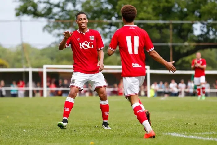 Framed Print : Bristol City FC: Ash Harper Scores the Winning Goal Against Keynsham Town in Pre-Season Community Match Framed Print : Bristol City FC: Ash Harper Scores the Winning Goal Against Keynsham Town in Pre-Season Community Match