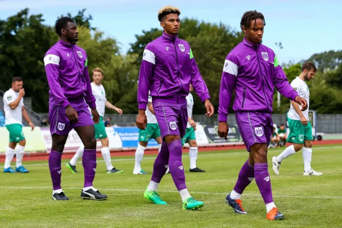 Framed Print : Bristol City FC: Bobby Reid, Lloyd Kelly, and Aaron Pierre in Pre-season Action against Guernsey FC (09-07-17) Framed Print : Bristol City FC: Bobby Reid, Lloyd Kelly, and Aaron Pierre in Pre-season Action against Guernsey FC (09-07-17)