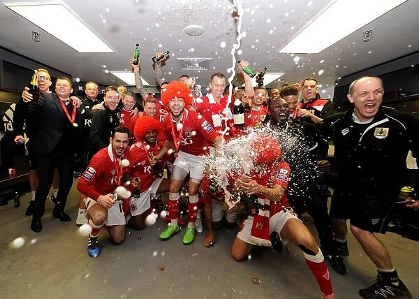 Bristol City FC: Celebrating their Johnstone's Paint Trophy Victory in the Wembley Dressing Room