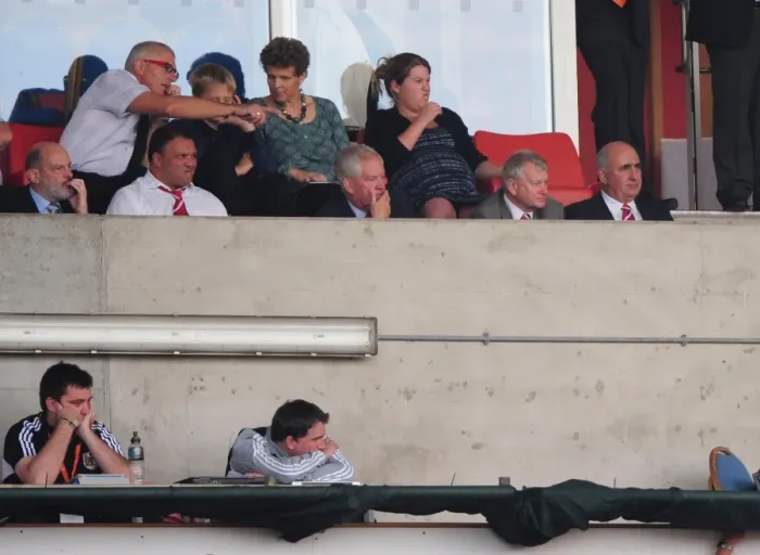 Framed Print : Bristol City FC: Chairman Colin Stein and Owner Steve Lansdown Watch Blackpool vs. Bristol City in League Cup (1st October 2011) Framed Print : Bristol City FC: Chairman Colin Stein and Owner Steve Lansdown Watch Blackpool vs. Bristol City in League Cup (1st October 2011)