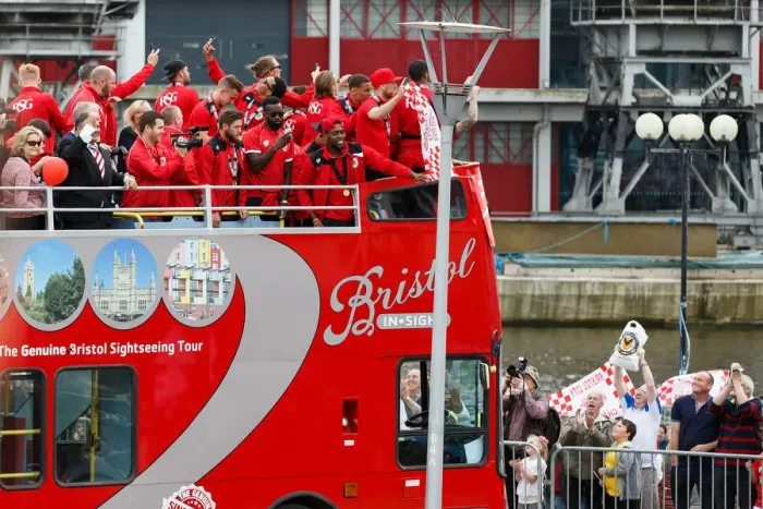 Framed Print : Bristol City FC Champions: Triumphant Players Arrival at the Victory Parade - League 1 and Johnstones Paint Trophy Framed Print : Bristol City FC Champions: Triumphant Players Arrival at the Victory Parade - League 1 and Johnstones Paint Trophy