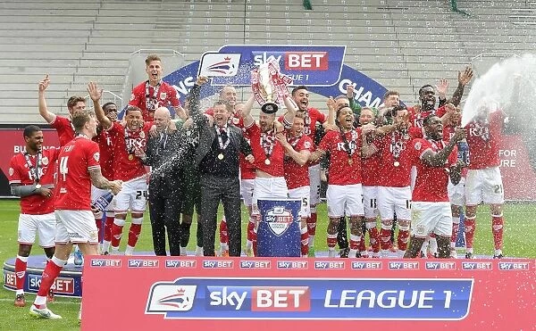 Bristol City FC: Champions of Sky Bet League One - Celebrating with the Trophy at Ashton Gate